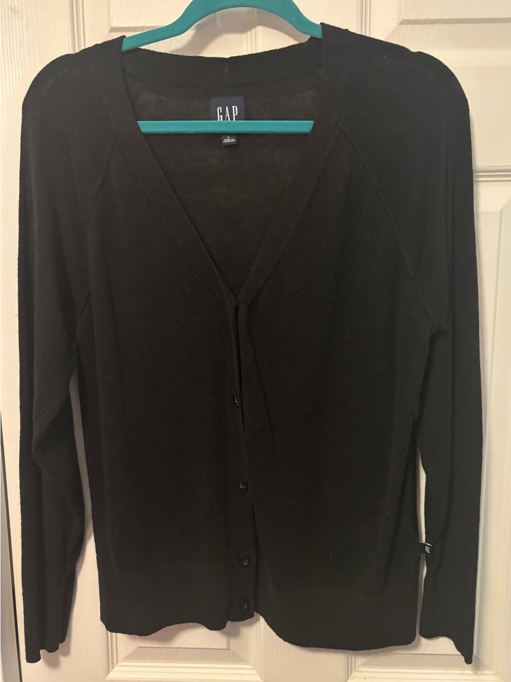 GAP Women's Black V-Neck Button-Front Cardigan - Size L